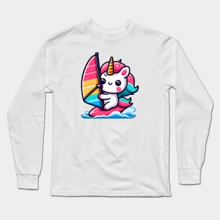 Windsurfing Unicorn Olympics 🦄 - Catch the Cuteness Wave! Long Sleeve T-Shirt